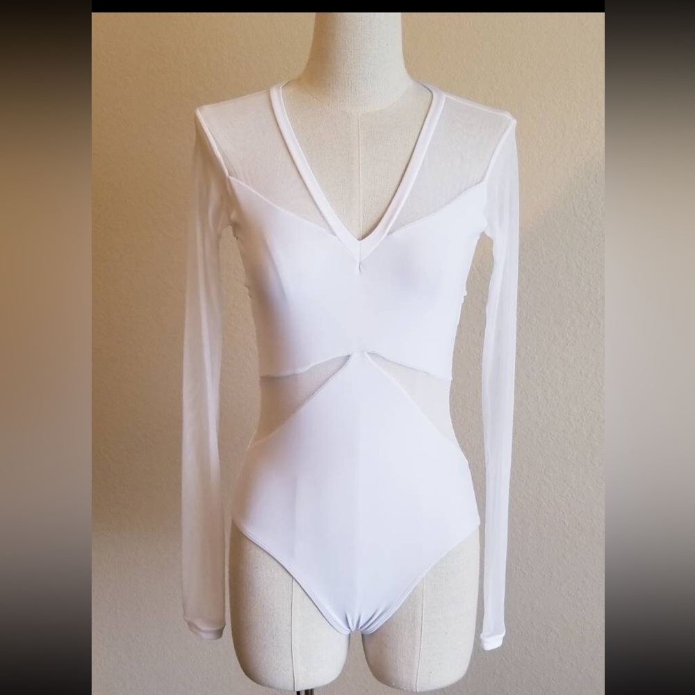 White mesh ballet leotard by Taylored Dancewear S